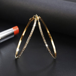 Simple fashion gold color Silver plated geometric big round earrings for women