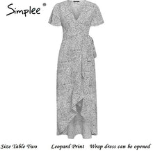 Load image into Gallery viewer, Simplee Leopard print dress women Summer sashes long green split floral print beach dress Sexy holiday female plus size vestidos