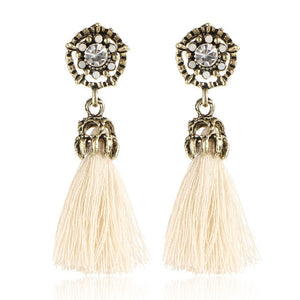 Tiny Tassel Earrings for Women Fashion Jewelry Vintage Velvet Ball Statement Fringed