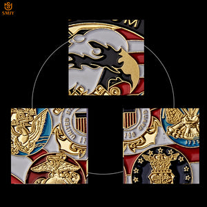 USA Navy USAF USMC Army Coast Guard American Free Eagle Totem Gold Military Medal Challenge Coin Collection