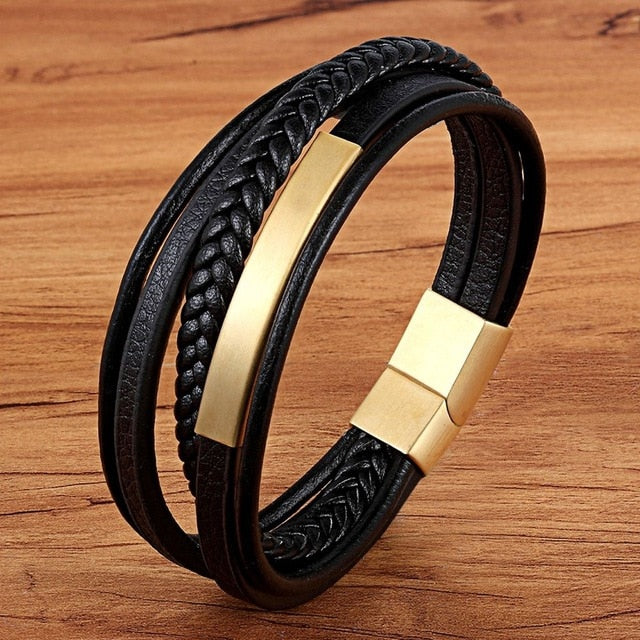 XQNI Wholesale Price Classic Genuine Leather Bracelet For Men Hand Charm Jewelry Multilayer