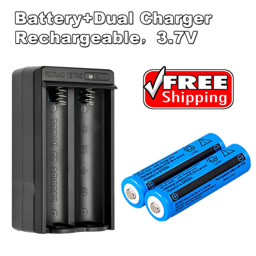 2x Rechargeable 18650 Battery 3000mAh 3.7V BRC Li-ion Battery for Flashlight Torch Laser + 18650 Dual Charger