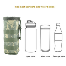 Load image into Gallery viewer, Tactical Drawstring Water Bottle Pouch Molle water kettle Carrier for 32oz 9.4&quot;x3.7&quot;bottle with 1000D Nylon waterproof fabric