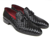 Load image into Gallery viewer, Paul Parkman Men&#39;s Tassel Loafer Black Woven Leather (ID#085-BLK)