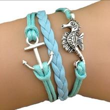 Load image into Gallery viewer, Seahorse Anchor Blue Bracelet (Ships From USA)