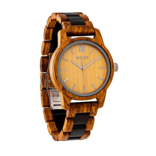 Men's Handmade Engraved Ambila Wooden Timepiece - Personal Message on the Watch