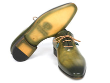Charger l\&#39;image dans la visionneuse de la galerie, Paul Parkman Wholecut Plain Toe Oxfords Green Hanpainted Leather (ID#755-GRN)