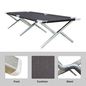 Portable Folding Camping Cot Military Grade Aluminum Frame Perfect for Base Camp, Camping and Hunting with Free Zippered Storage Bag