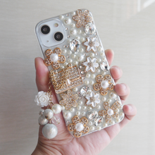 Load image into Gallery viewer, iPhone Case 13 12 11 Pro Max Mini Xs Xr X 8 7 6s Plus Women Sparkly Rhinestone Diamond Flower Clear Cover