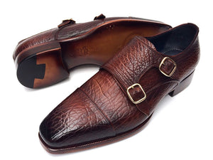 Paul Parkman Double Monkstraps Brown Leather Upper & Leather Sole (ID#BG12-BRW)