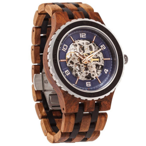 Men's Premium Self-Winding Transparent Body Ambila Ebony Wood Watches