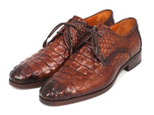 Load image into Gallery viewer, Paul Parkman Light Brown Crocodile Embossed Calfskin Derby Shoes (ID#1438TAB)
