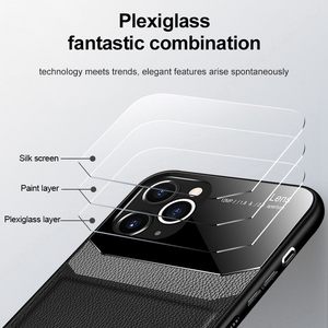 Business style Cases for iPhone 12 11 7 8 6 6S Plus XR Pro XS Max PU Leather Tempered Glass Phone Back Cover