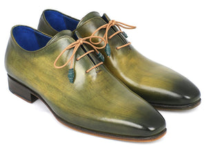 Paul Parkman Wholecut Plain Toe Oxfords Green Hanpainted Leather (ID#755-GRN)