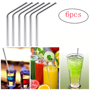 6 Piece Set Stainless Steel Drinking Straws - Eco-friendly Straws