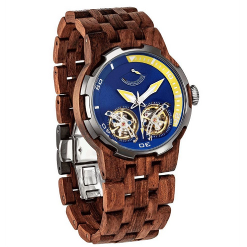 Men's Dual Wheel Automatic Kosso Wood Watch - 2019 Most Popular