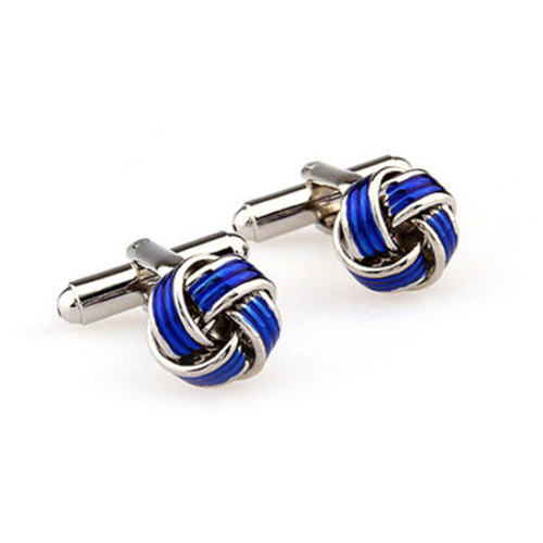 Bold Blue Knot Cufflink (Ships From USA)