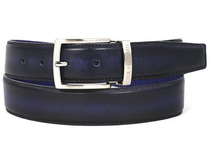 PAUL PARKMAN Men's Leather Belt Dual Tone Navy & Blue (ID#B01-NVY-BLU)