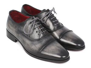 Paul Parkman Men's Captoe Oxfords Gray & Black Shoes (ID#077-GRY)