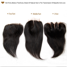 Load image into Gallery viewer, Grade 6A 4*4&quot; Virgin Brazilian Straight Lace Closure Free/Middle/3 Wavy Part Top Closures Cheap Unprocessed Human Hair Closure Natural Color
