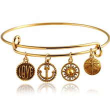 Load image into Gallery viewer, Gold Wanderlust Charm Bangle (Ships From USA)