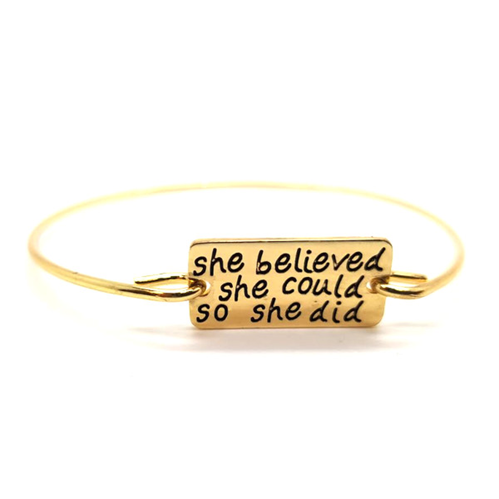 She Believed She Could So She Did Bangle (Ships from USA)