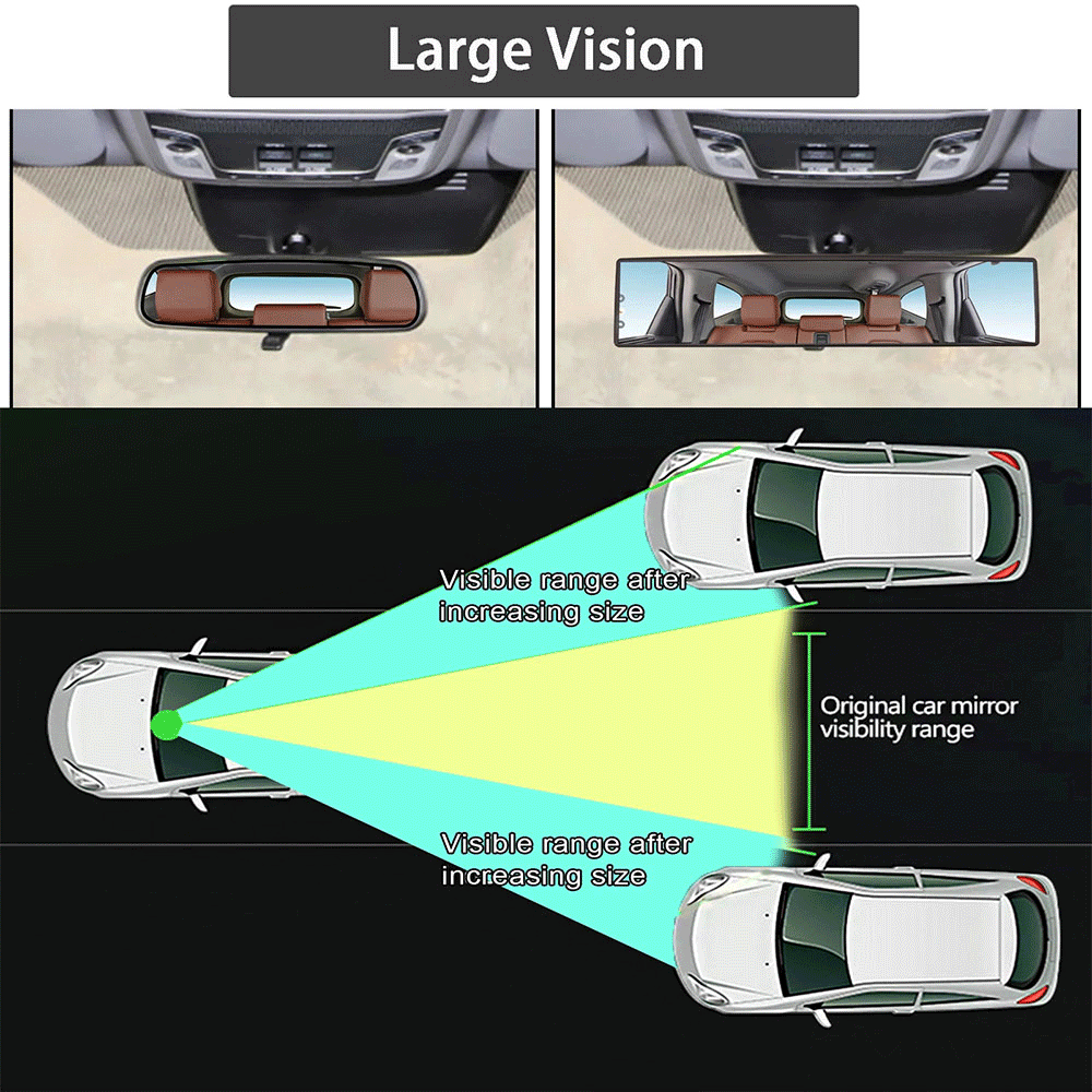 HD Assisting Car Mirror Interior Rearview Universal Rear View Large Vision Anti-glare Wide-angle Surface Auto Accessories