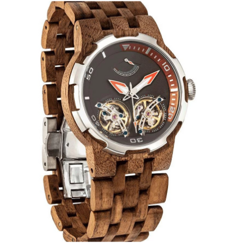Men's Dual Wheel Automatic Walnut Wood Watch - 2019 Most Popular