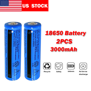 2x Rechargeable 18650 Battery 3000mAh 3.7V BRC Li-ion Battery for Flashlight Torch Laser + 18650 Dual Charger