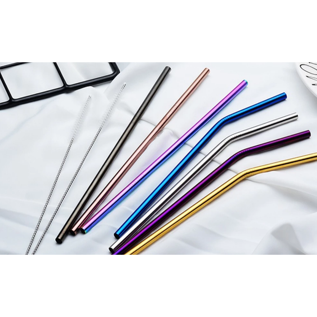 Stainless Steel Straws with Brush (8-Pack) (Ships From USA)