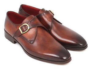 Paul Parkman Men's Monkstrap Dress Shoes Brown & Camel (ID#011B44)