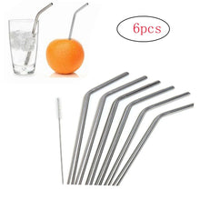 Load image into Gallery viewer, 6 Piece Set Stainless Steel Drinking Straws - Eco-friendly Straws