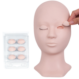 2022 Newly Lifelike Training Mannequin head with 4pc removable eyelids for eyelash extensions Practice Replaced Eyelids Flat Makeup Soft-Touch Rubber