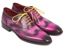 Load image into Gallery viewer, Paul Parkman Men&#39;s Wingtip Oxfords Lilac Handpainted Calfskin (ID#228-LIL)