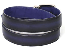 Load image into Gallery viewer, PAUL PARKMAN Men&#39;s Leather Belt Dual Tone Navy &amp; Blue (ID#B01-NVY-BLU)