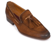 Load image into Gallery viewer, Paul Parkman Men&#39;s Tassel Loafer Brown Antique Suede Shoes (ID#TAB32FG)