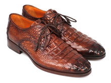 Load image into Gallery viewer, Paul Parkman Light Brown Crocodile Embossed Calfskin Derby Shoes (ID#1438TAB)