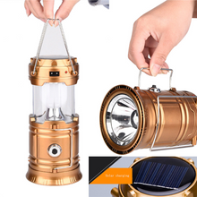 Load image into Gallery viewer, Outdoor Camping Tent Lantern Flashlight Collapsible Emergency Light 6 LED Lamp Rechargeable Portable Solar USB Charging