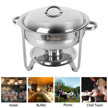 Charger l\&#39;image dans la visionneuse de la galerie, Single Basin Two Set Stainless Steel Round Buffet Stove Food Pans Household Appliances