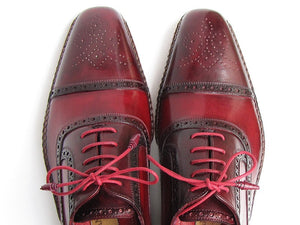 Paul Parkman Men's Side Handsewn Captoe Oxfords - Red / Bordeaux  (ID#5032-BRD)