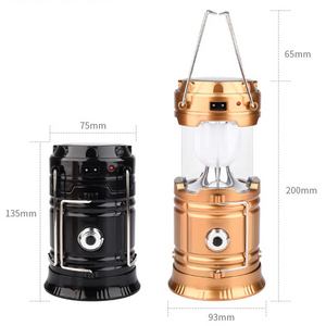Outdoor Camping Tent Lantern Flashlight Collapsible Emergency Light 6 LED Lamp Rechargeable Portable Solar USB Charging