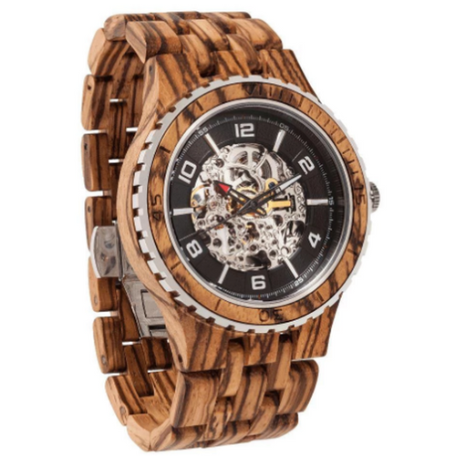 Men's Premium Self-Winding Transparent Body Zebra Wood Watches