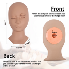 Load image into Gallery viewer, 2022 Newly Lifelike Training Mannequin head with 4pc removable eyelids for eyelash extensions Practice Replaced Eyelids Flat Makeup Soft-Touch Rubber