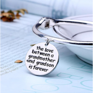 The Love Between Grandmother and Grandson Bangle - Silver (Ships From USA)