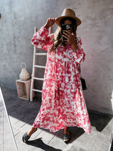 Charger l\&#39;image dans la visionneuse de la galerie, Women&#39;s Fashion Print Ruffle Neck Long Sleeve Resort Dress