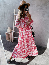 Load image into Gallery viewer, Women&#39;s Fashion Print Ruffle Neck Long Sleeve Resort Dress