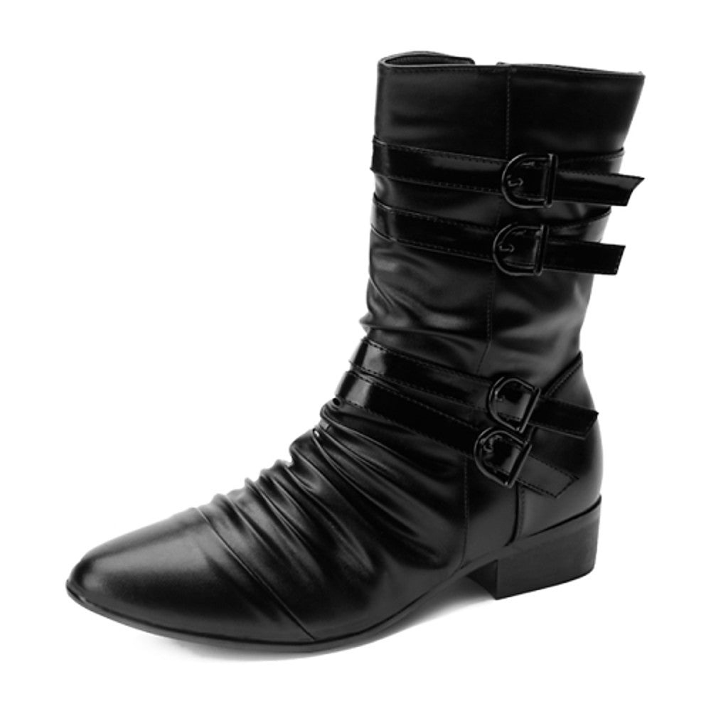 Men's Comfort Shoes Faux Leather Spring / Fall Boots 25.4-30.48 cm / Mid-Calf Boots Black