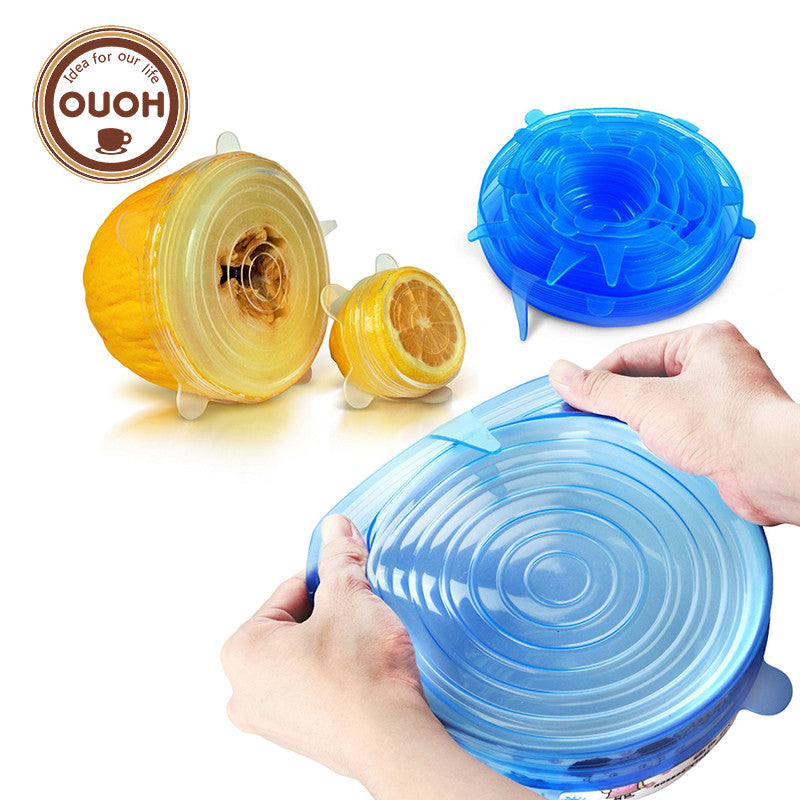 Universal Silicone Saran Food Wrap Lid-bowl Pot Lid-silicon Stretch Lids Silicone Cover Pan Kitchen Vacuum Lid Sealer
