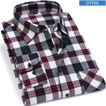 Load image into Gallery viewer, Men Flannel Plaid Shirt 100% Cotton 2019 Spring Autumn Casual Long Sleeve Shirt