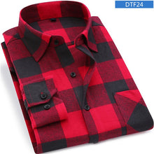 Load image into Gallery viewer, Men Flannel Plaid Shirt 100% Cotton 2019 Spring Autumn Casual Long Sleeve Shirt